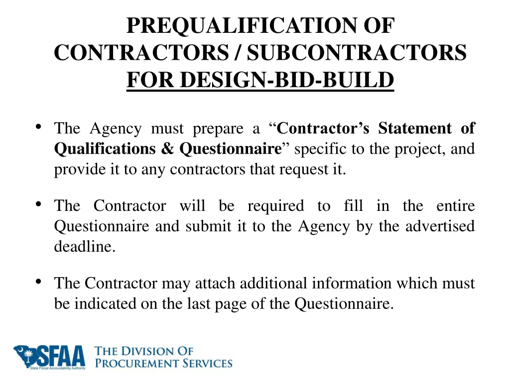 prequalification of contractors subcontractors 5