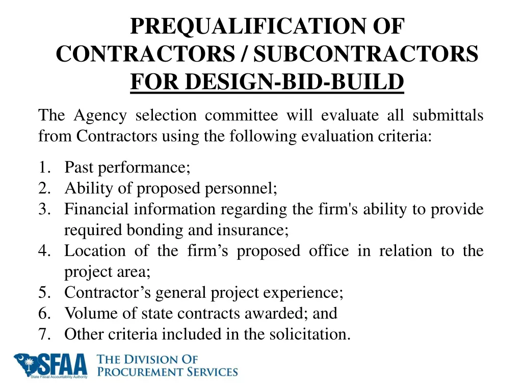 prequalification of contractors subcontractors 6