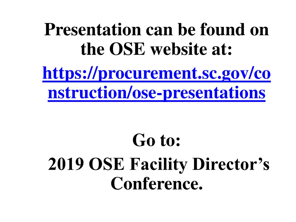 presentation can be found on the ose website