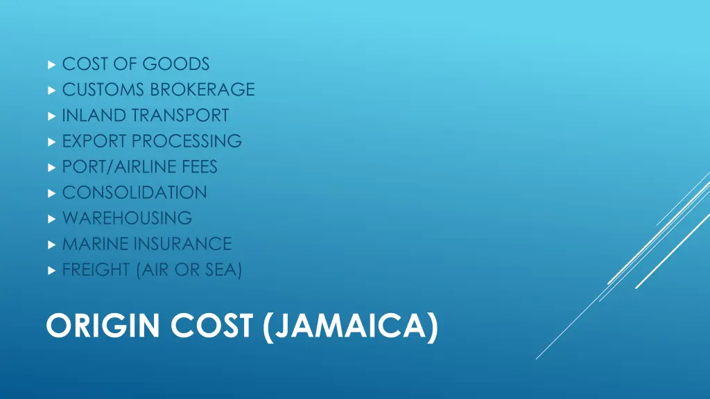 cost of goods customs brokerage inland transport