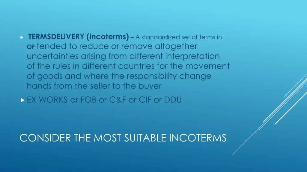 termsdelivery incoterms a standardized