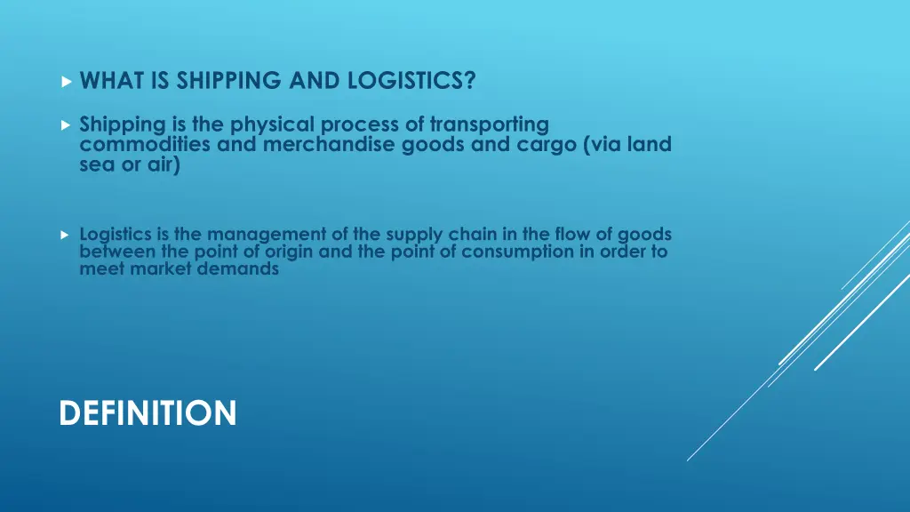 what is shipping and logistics