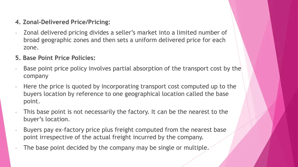 4 zonal delivered price pricing