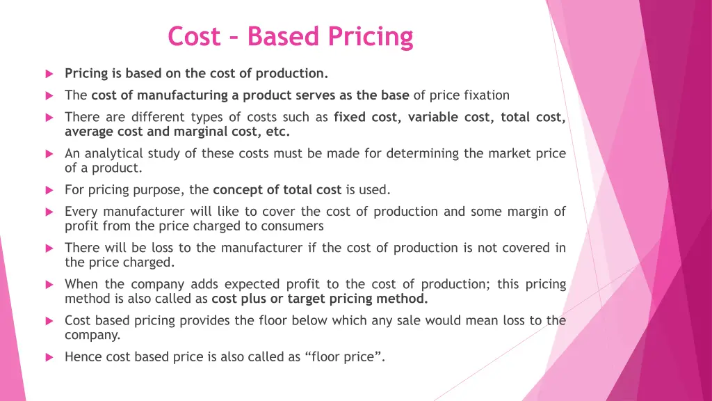 cost based pricing