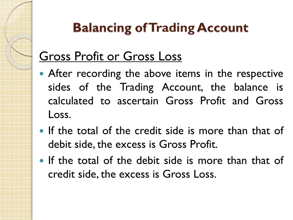 balancing of trading account