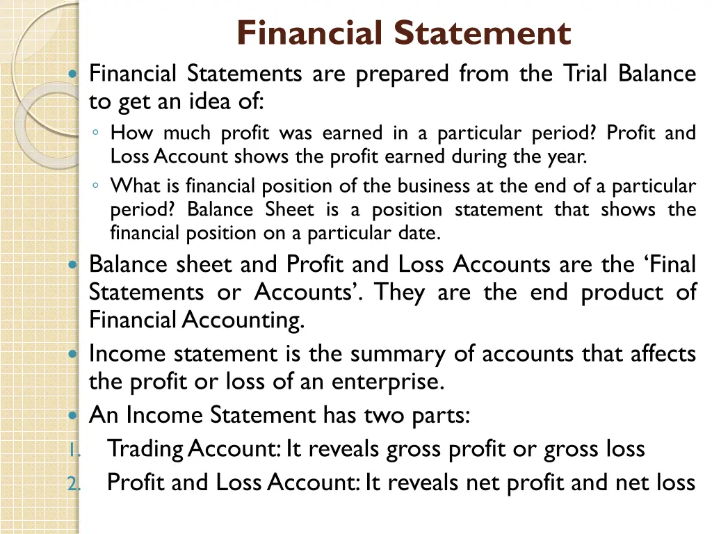 financial statement financial statements