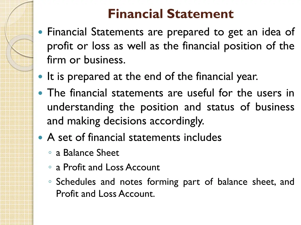 financial statement