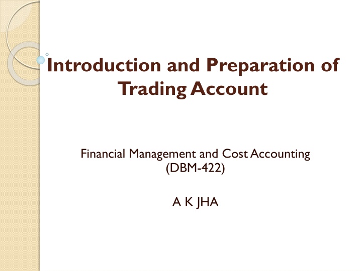 introduction and preparation of trading account