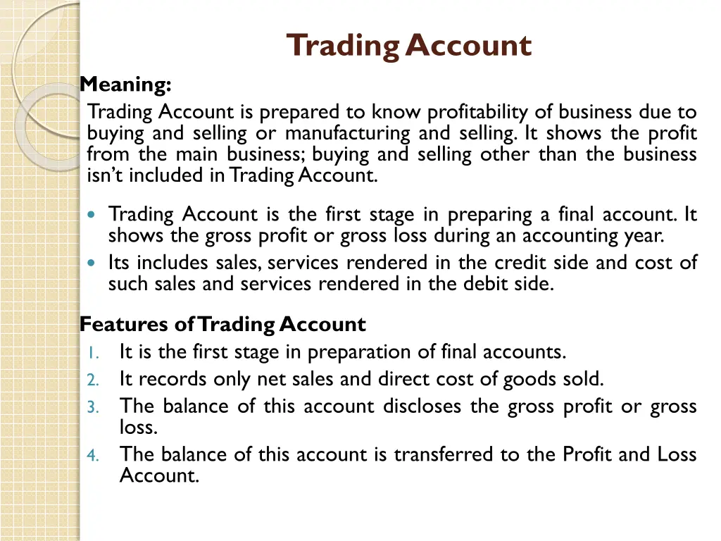 trading account