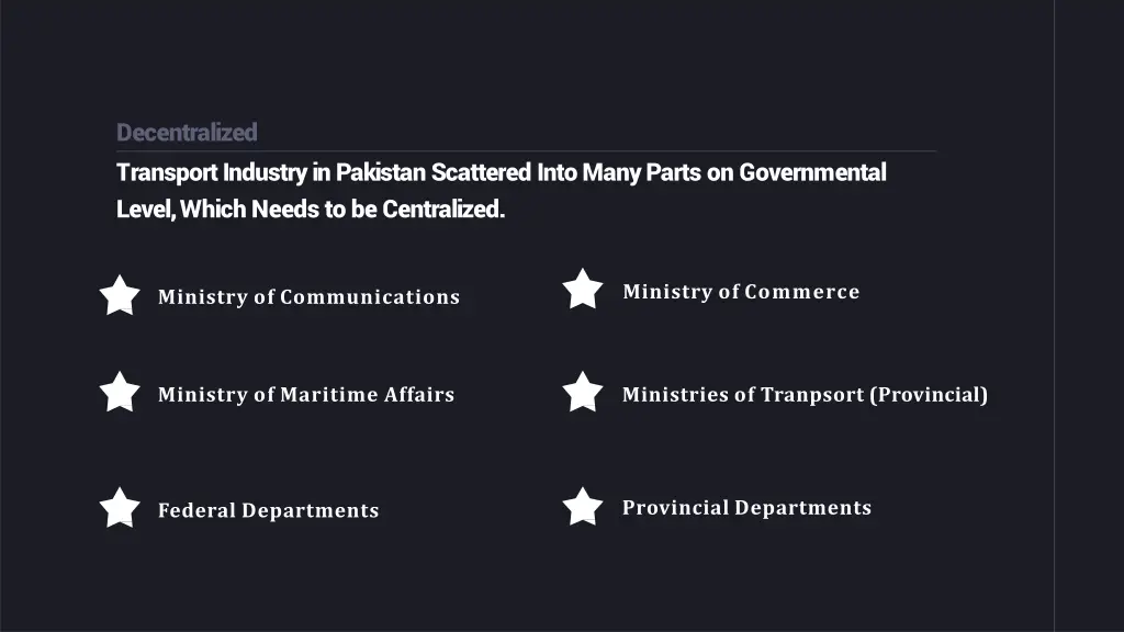 decentralized transport industry in pakistan