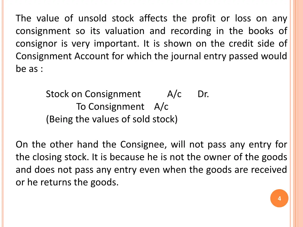 the value of unsold stock affects the profit