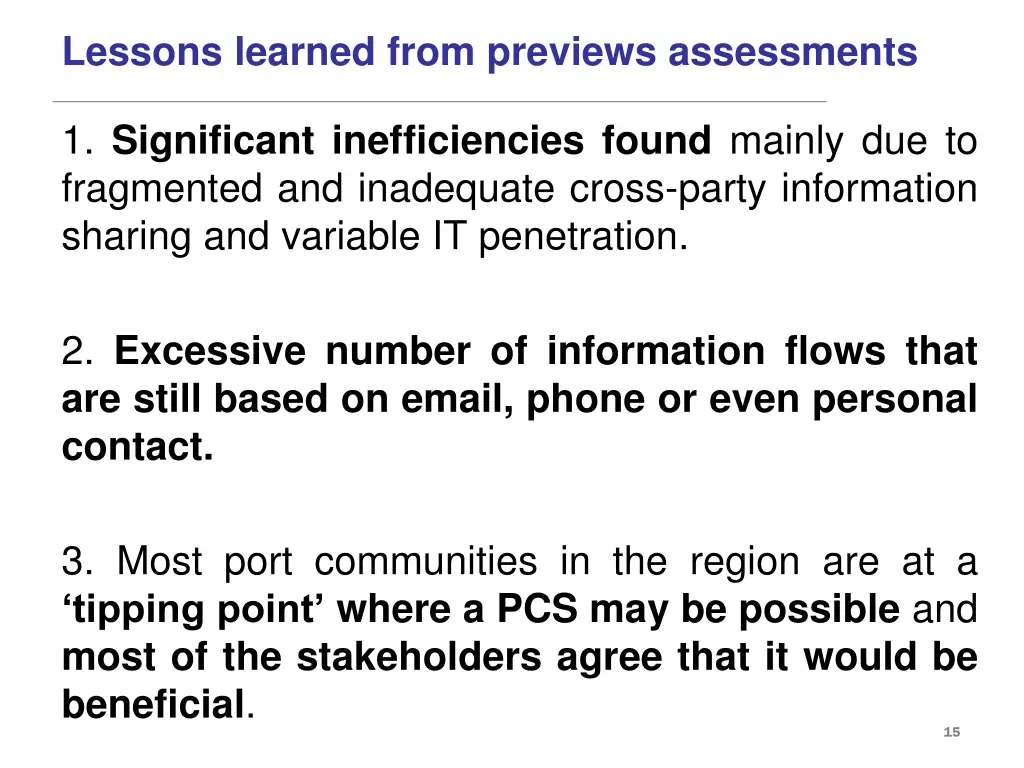 lessons learned from previews assessments