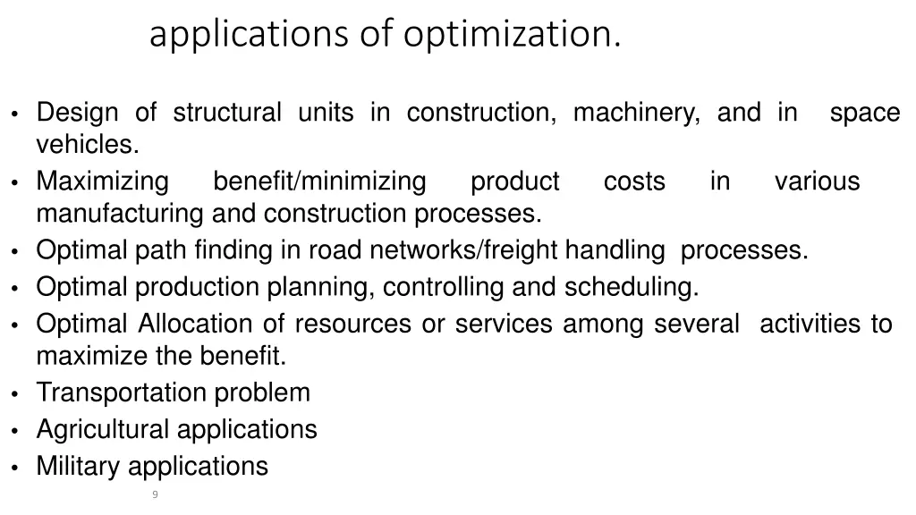 applications of optimization