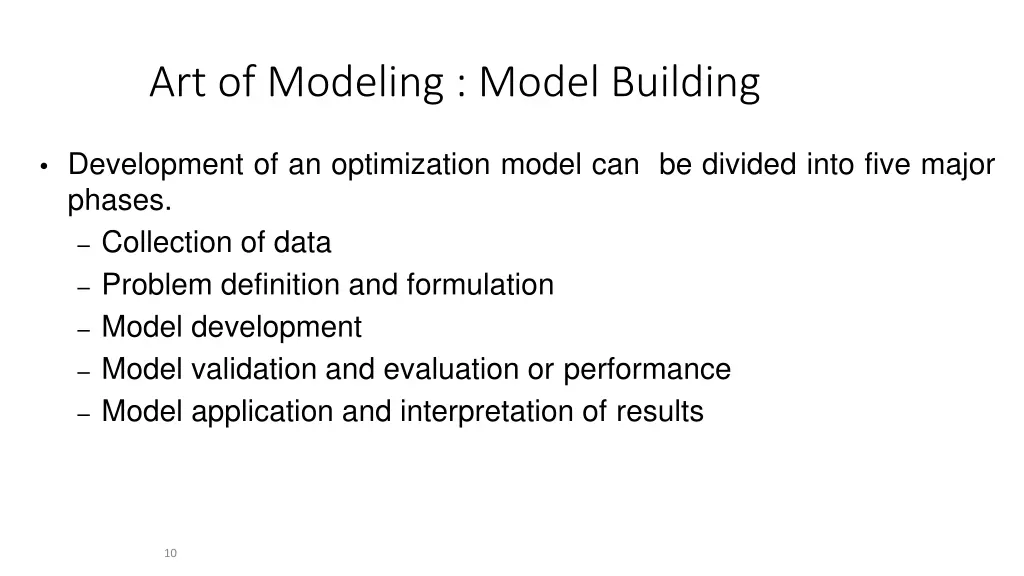 art of modeling model building