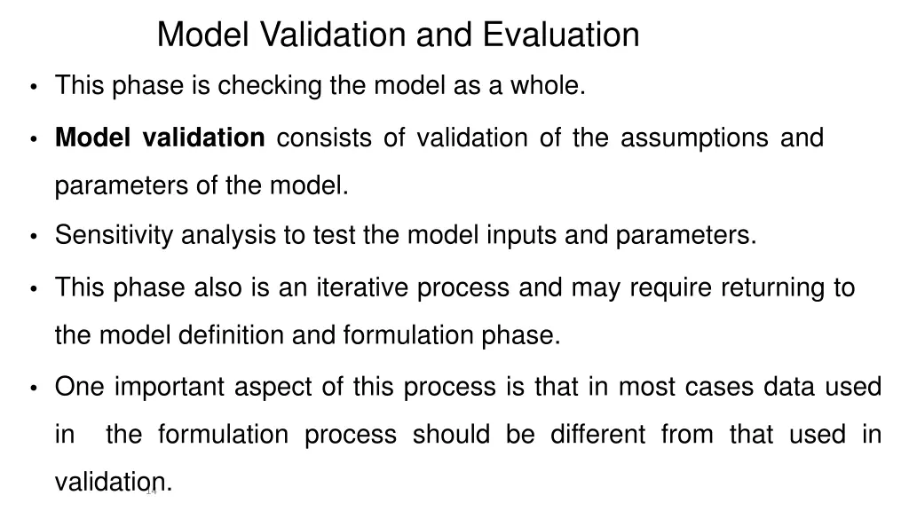 model validation and evaluation