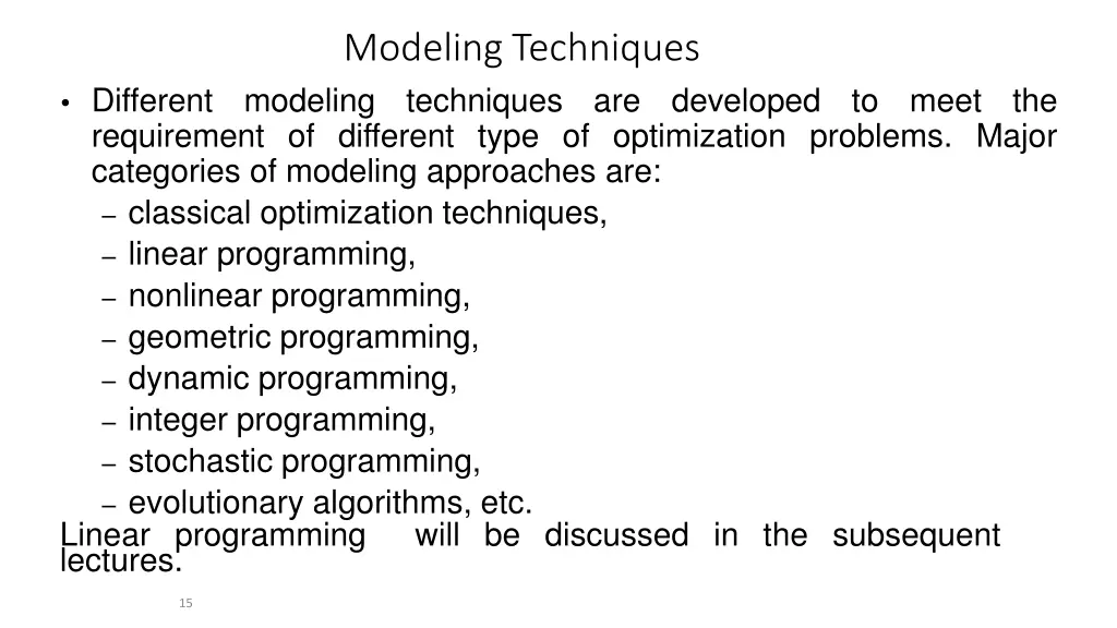 modeling techniques modeling techniques