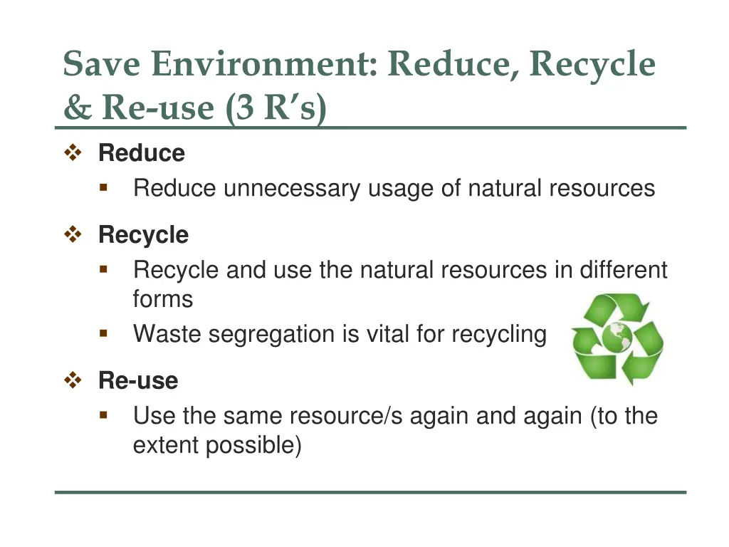 save environment reduce recycle