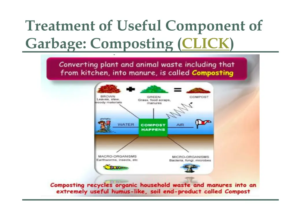 treatment of useful component of garbage