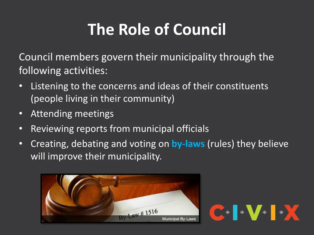 the role of council