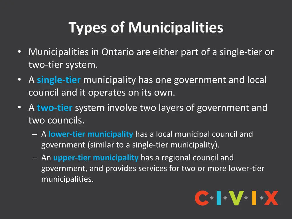 types of municipalities