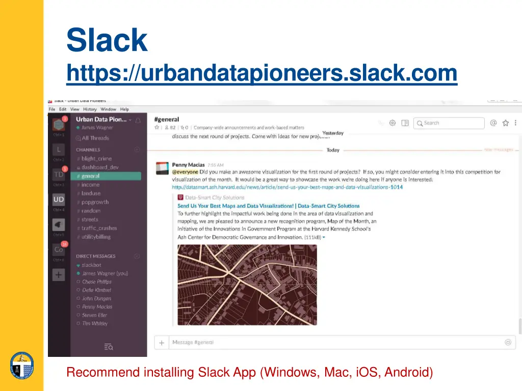 slack https urbandatapioneers slack com