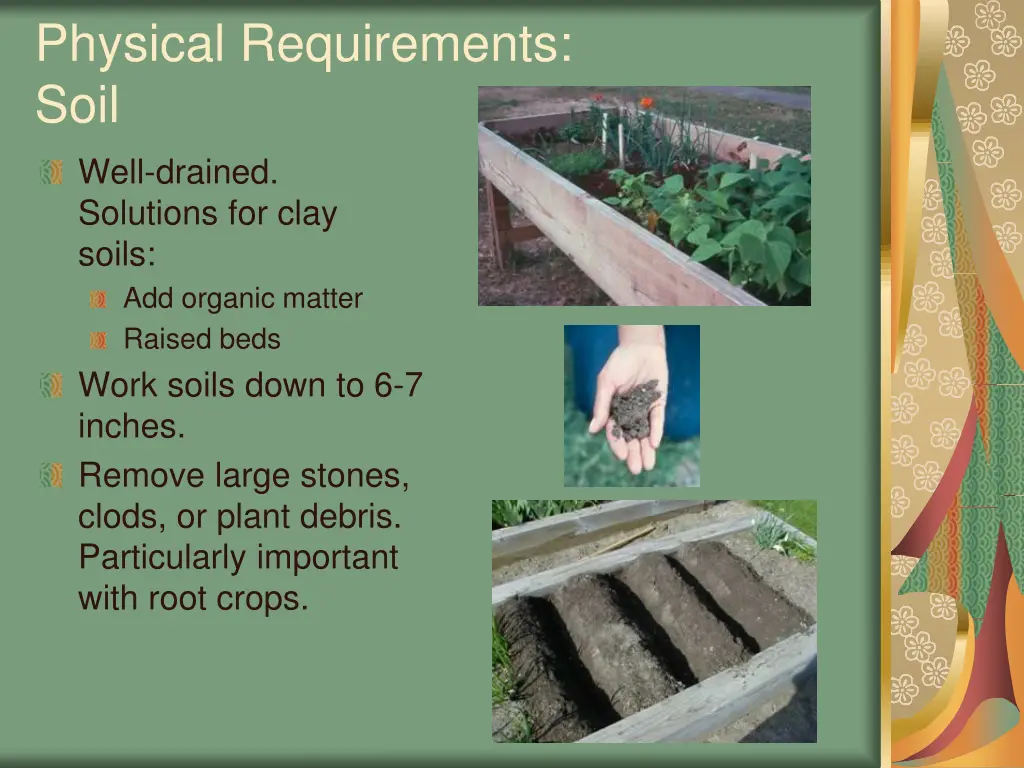 physical requirements soil