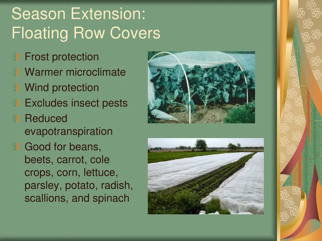 season extension floating row covers