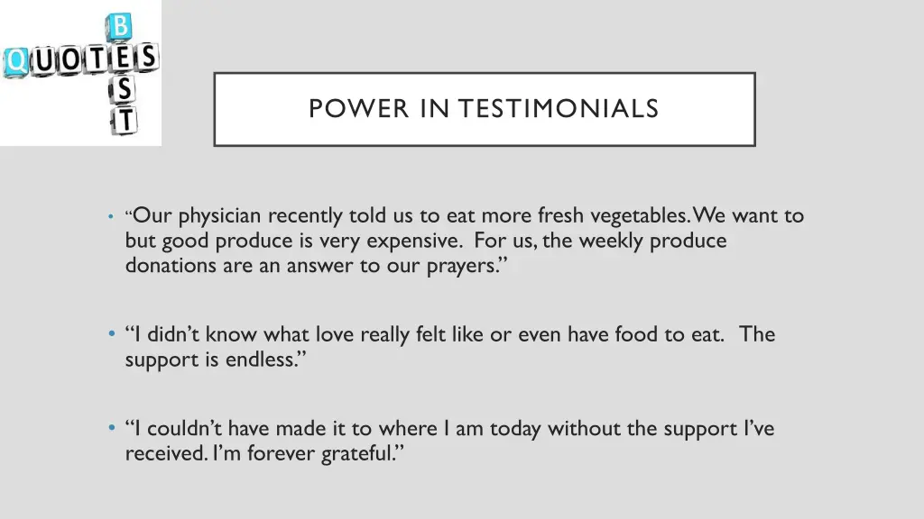 power in testimonials