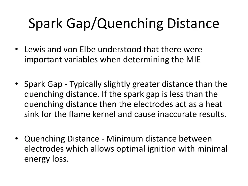 spark gap quenching distance