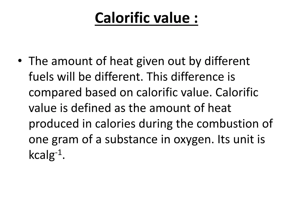 calorific value