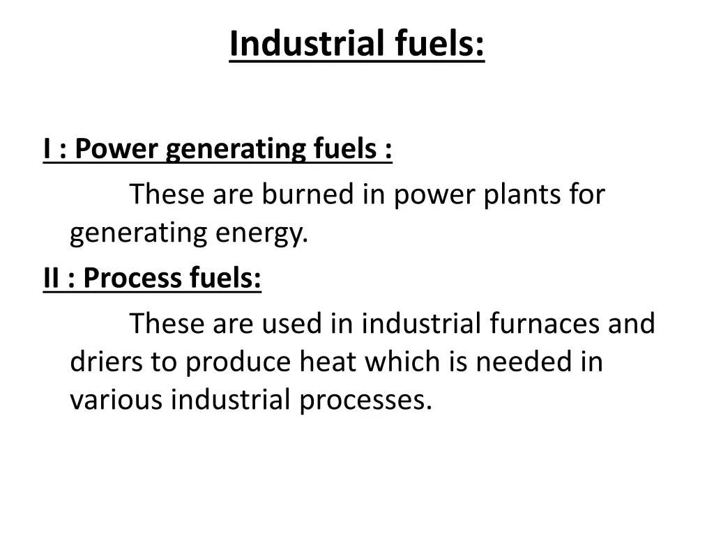 industrial fuels