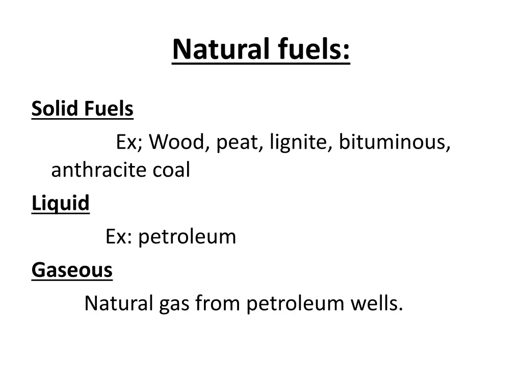 natural fuels