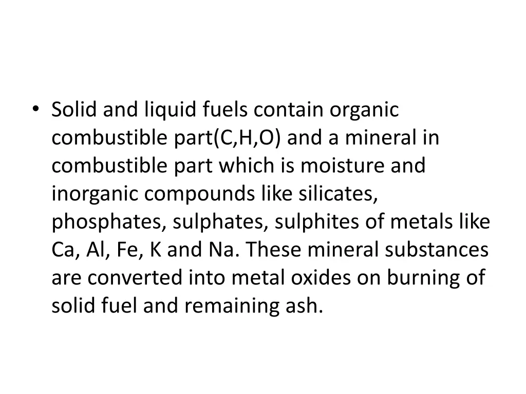 solid and liquid fuels contain organic