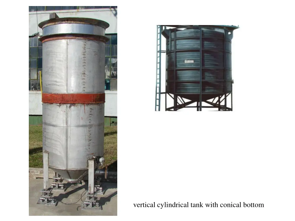 vertical cylindrical tank with conical bottom