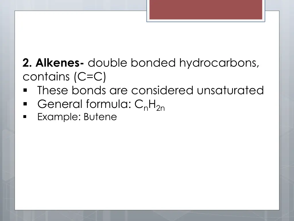 2 alkenes double bonded hydrocarbons contains