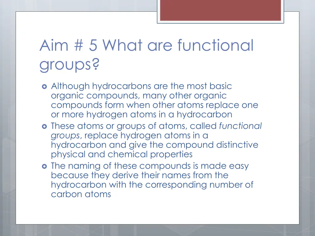 aim 5 what are functional groups