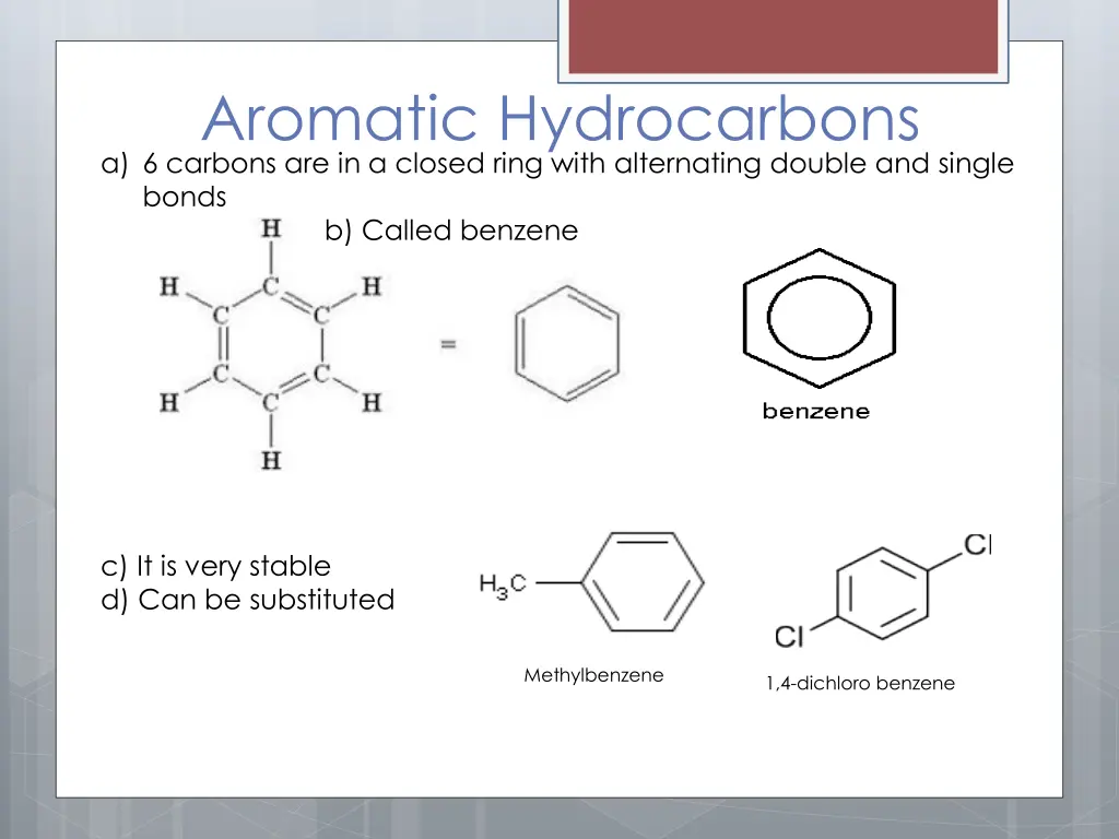 aromatic hydrocarbons a 6 carbons are in a closed