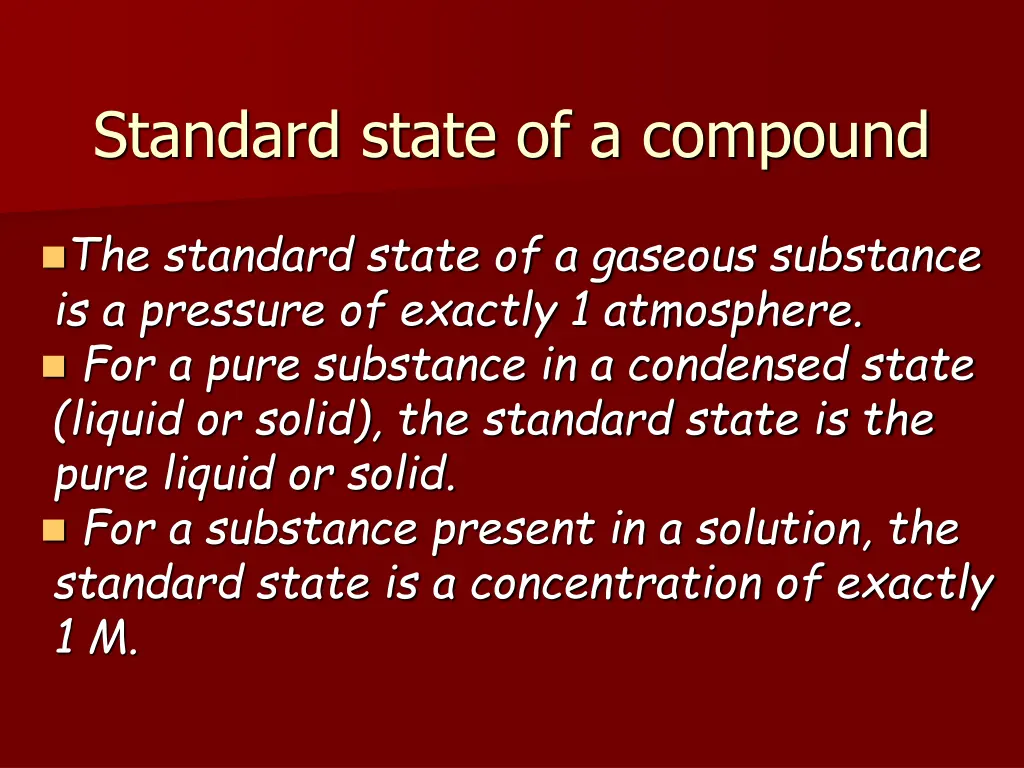 standard state of a compound