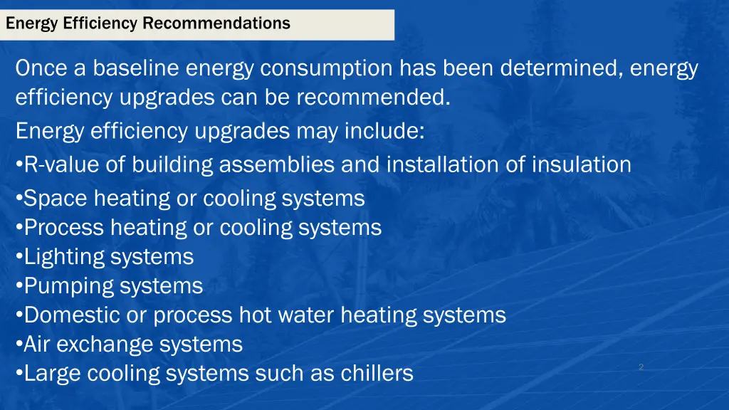 energy efficiency recommendations