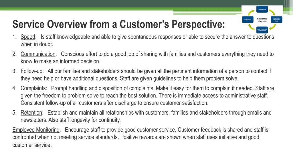 service overview from a customer s perspective