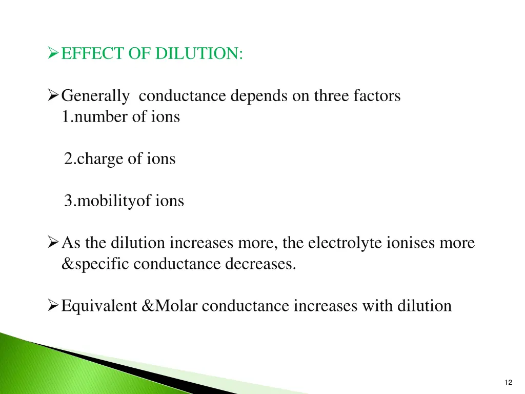 effect of dilution