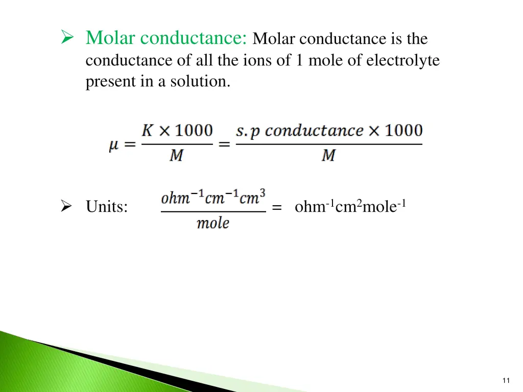 molar conductance molar conductance