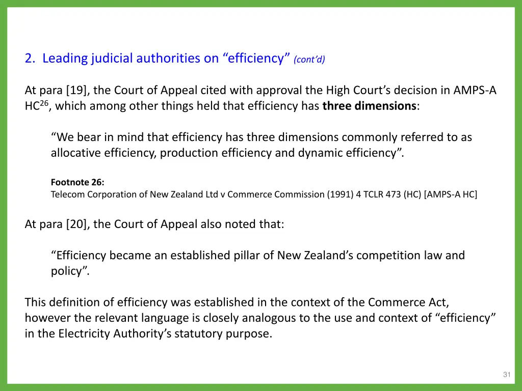 2 leading judicial authorities on efficiency cont