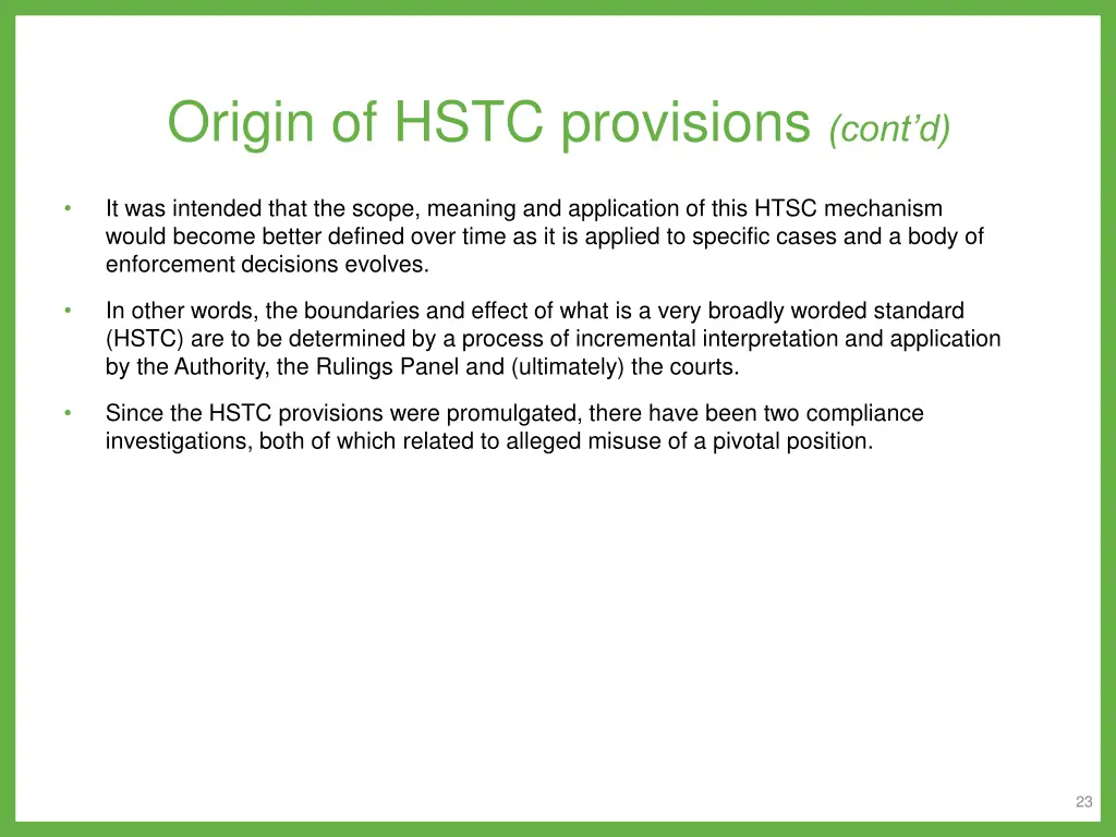 origin of hstc provisions cont d 1