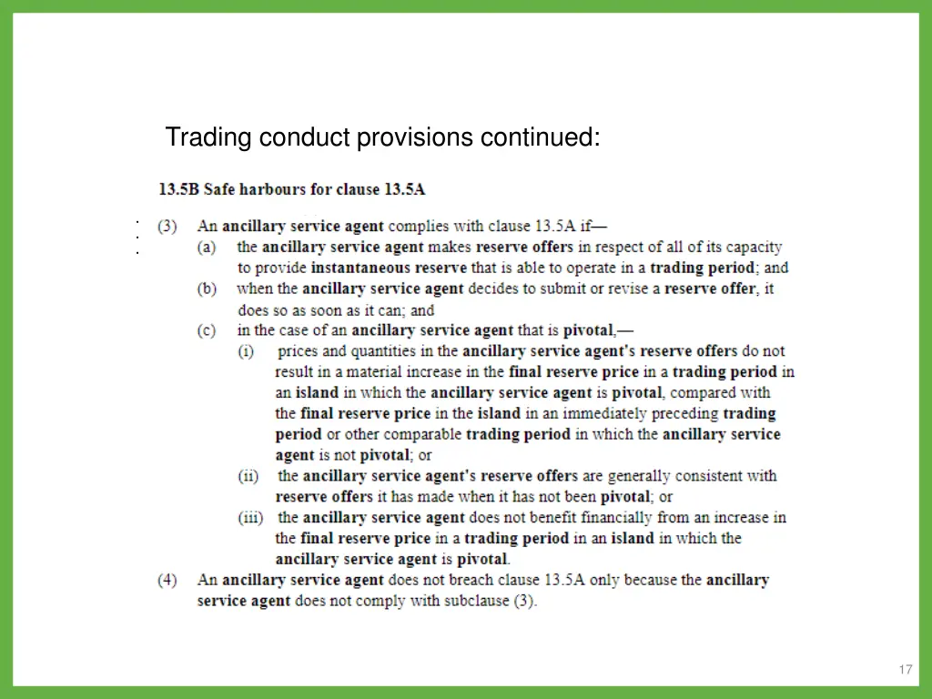 trading conduct provisions continued 1