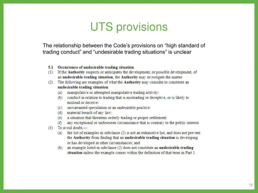 uts provisions