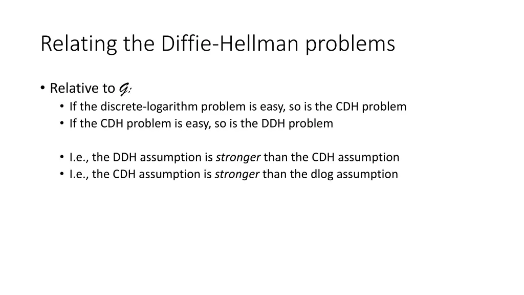 relating the diffie hellman problems