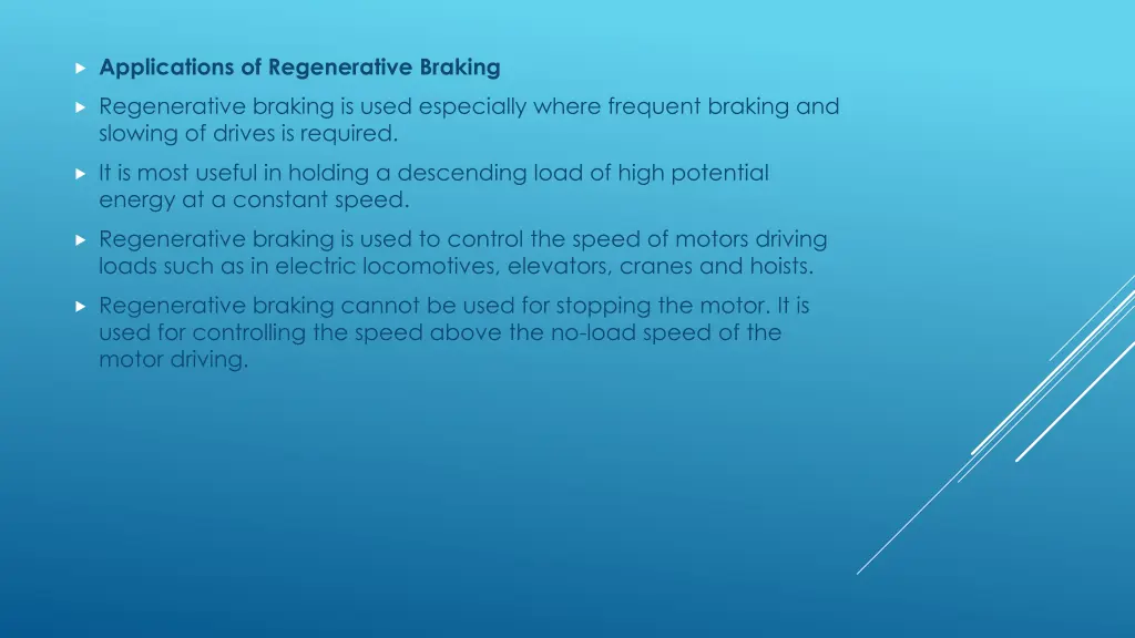 applications of regenerative braking