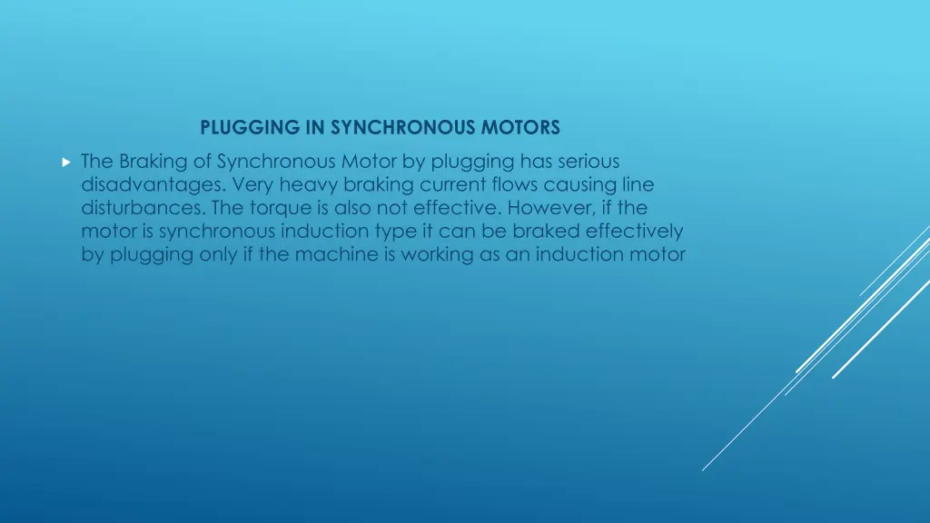 plugging in synchronous motors