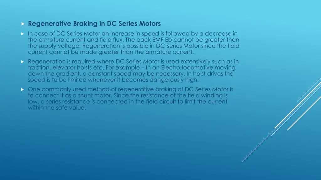 regenerative braking in dc series motors